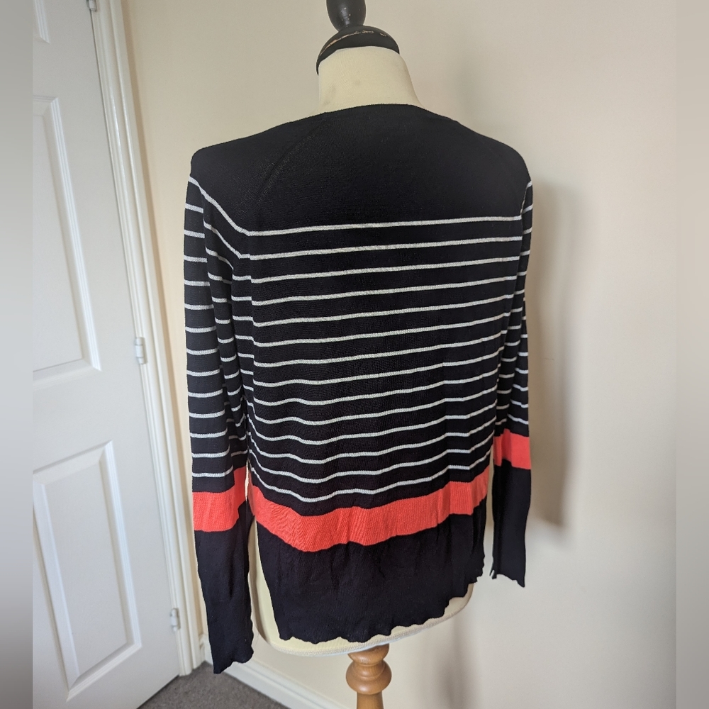 Zara knit jumper striped coral white black size S - Picture 5 of 6